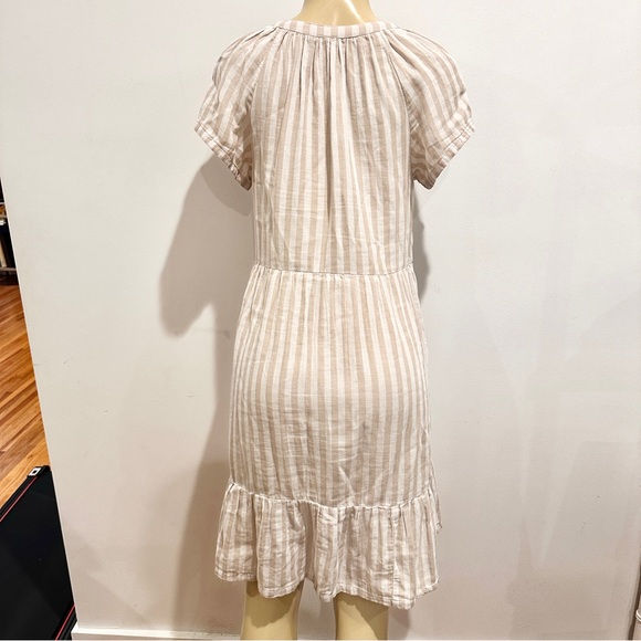 Pact Coastal Double Gauze Striped Dress Sz S Throw And Go Beige Cotton - Picture 5 of 7